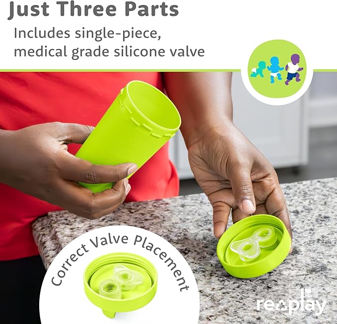 Re-Play Sippy Cups for Toddlers - 10 Oz. Reusable Spill Proof Cups for Kids, Dishwasher/Microwave Safe - Made in USA - Set of 4-3.13" x 6.25" - Modern Green