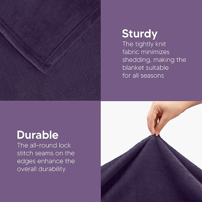 Utopia Bedding Fleece Blanket Twin Size Purple 300GSM Luxury Anti-Static Fuzzy Soft Microfiber Bed Blanket (60x80 Inch)