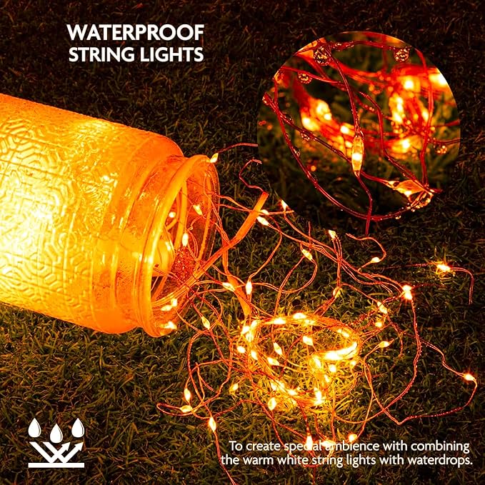 12 Pack Orange Fairy Lights Battery Operated String Lights, 7ft 20 Led Waterproof Copper Wire Firefly Starry for DIY Wedding Party Bedroom Christmas
