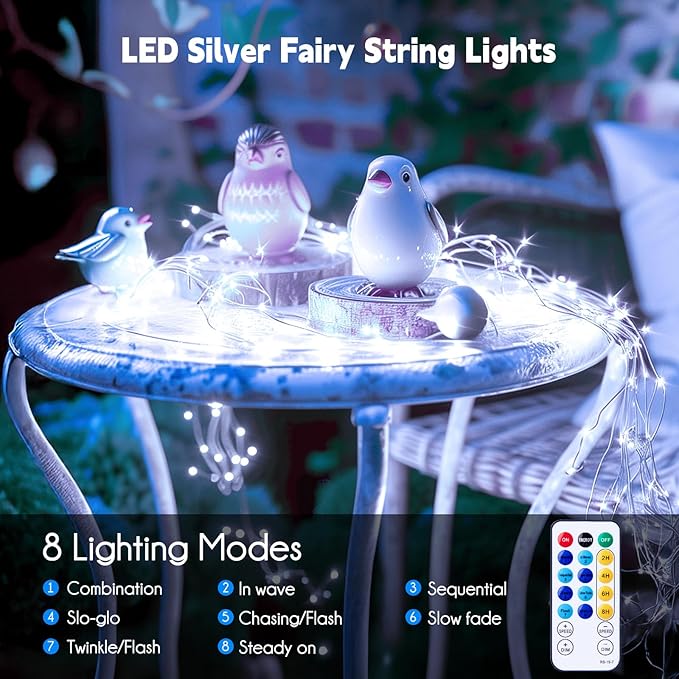 Minetom Fairy Lights with Remote, 66 Feet 200 Led Firefly String Lights Plug in for Bedroom Home Wall Ceiling Christmas Tree Wreath Craft Wedding Party Indoor Outdoor Decoration, Pure White