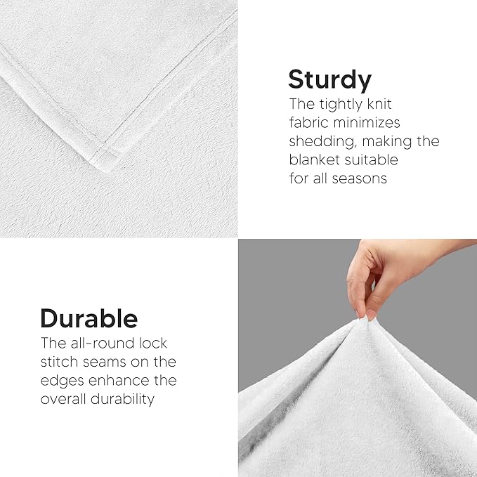 Utopia Bedding Fleece Blanket Twin Size White 300GSM Luxury Fuzzy Soft Anti-Static Microfiber Bed Blanket (90x66 Inch)