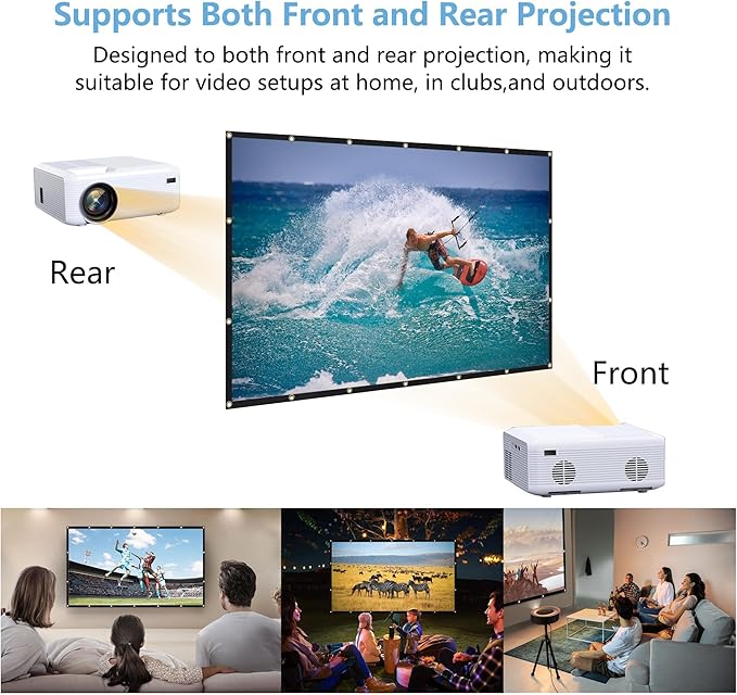 120-inch Projection Screen, 16:9 Foldable and Washable Portable 4K Movie Screen, Anti-Wrinkle, Easy-to-Install Outdoor Projection Screen, Suitable for Office, Home Theater, Outdoor and Indoor use.