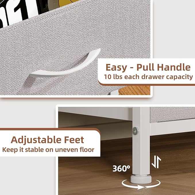 Somdot Dresser for Bedroom with 3 Drawers, Storage Organizer Chest of Drawers with Removable Fabric Bins for Closet Bedside Living Room Laundry Entryway Hallway, Ash Grey