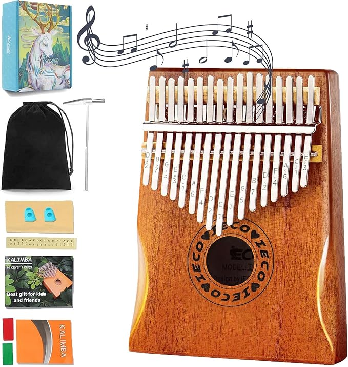 Kalimba Thumb Piano 17 Keys Portable Finger Piano Marimba Music Gifts for Adults Kids
