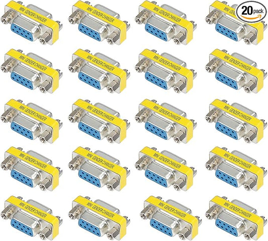 abcGoodefg 9 Pin RS-232 DB9 Female to Female Serial Cable Gender Changer Coupler Adapter (20 Pack)