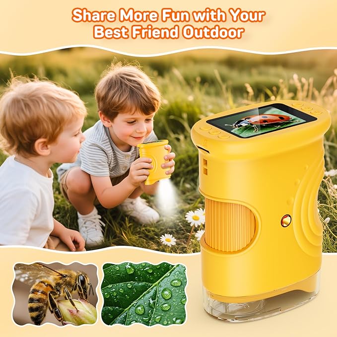 1000X Handheld Digital Microscope for Kids – 2-Inch Screen STEM Toy, Christmas Birthday Gift for Boys & Girls 5-10 Years, Portable Magnification Science Lab Kit