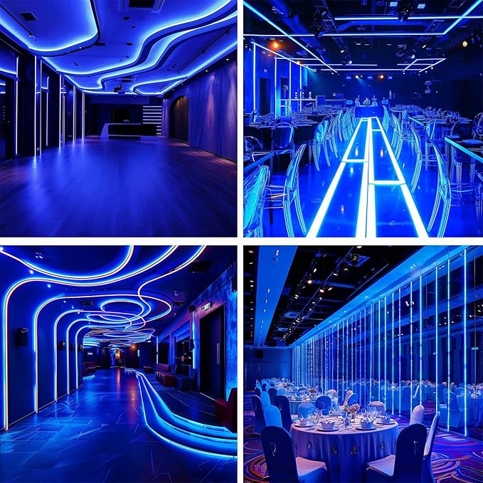 TOPAI 12V COB LED Strip Light Blue Waterproof IP65 16.4ft/5M 480LEDs/M Dotless High Density Self Adhesive Cuttable Flexibl LED Tape Light for Cabinet Home DIY Lighting Projects