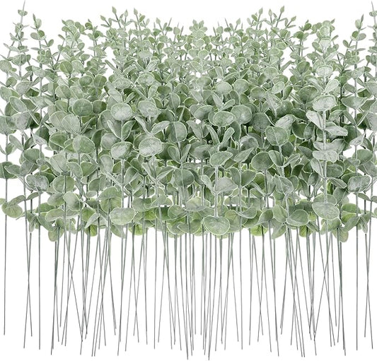 100 Pcs Eucalyptus Stems Faux Greenery Artificial Eucalyptus Leaves Eucalyptus Decor Greenery Stems Faux Greenery Branches for Wedding Centerpiece Flowers Bouquet Farmhouse Home Decor (Light Green)