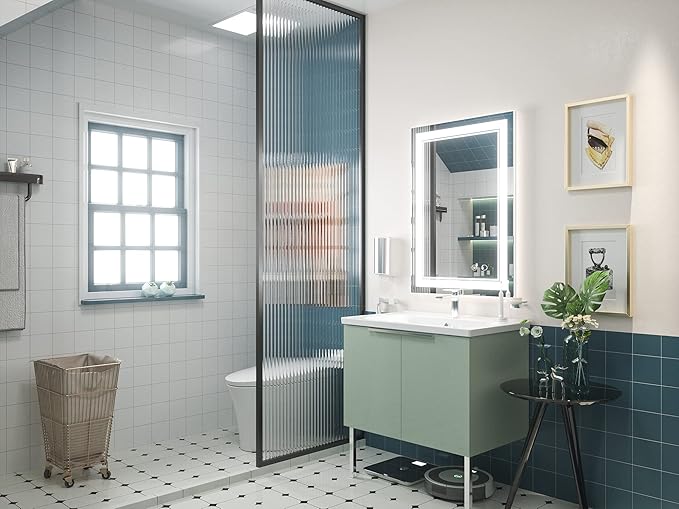 Keonjinn LED Mirror for Bathoom 20 x 28 Inch, Bathroom Mirror with Front Lights, Shatter-Proof Tempered Glass, UL-Listed LED Driver, Anti-Fog, Dimmale 6000K, Easy Installation(Horizontal/Vertical)