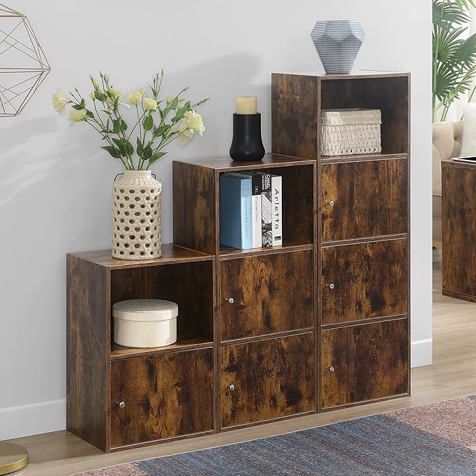 Convenience Concepts Xtra Storage Three-Door Cabinet with Shelf in Walnut Wood Finish