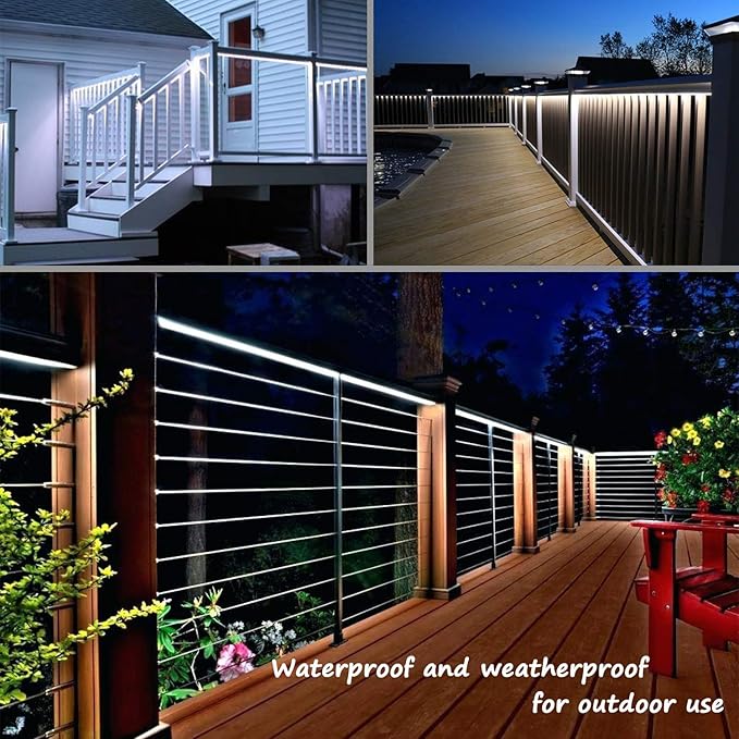 LED Rope Lights, 16ft Daylight White Strip Lights with Clear PVC Jacket, Connectable and Flexible, Waterproof for Indoor Outdoor use, 110V Plugin Tape Lighting with High Brightness 3528 LEDs