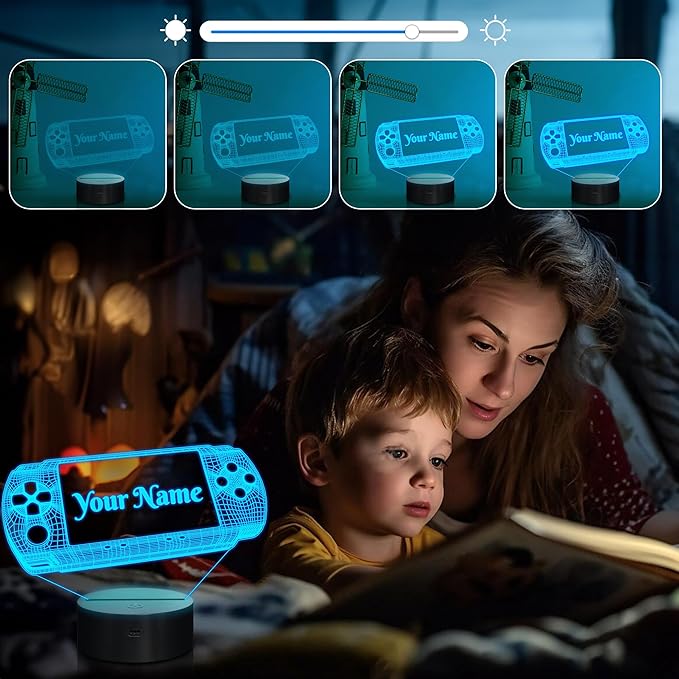 Attivolife Personalized 3D Game Theme Night Light, Table Desk Lamp Engraved Name Letter, Multicolor Custom LED Best Home Decor Birthday Christmas Gifts Toys for Boys Girls Kids