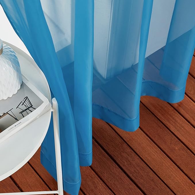 NICETOWN Sheer Curtains for Bedroom Windows, Grommet Living Room Curtain Drapes Voile Textured Soft & Lightweight Window Dressing for Nursery, Turquoise, W54 x L63, 2 Panels