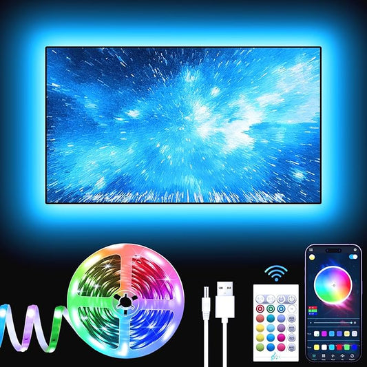 GIPOYENT TV LED Lights, 13.1Ft LED Lights for 40-65 Inch, TV Behind with Bluetooth Function - RGB Color Changing Light Strip for Home Theater(13.1ft)