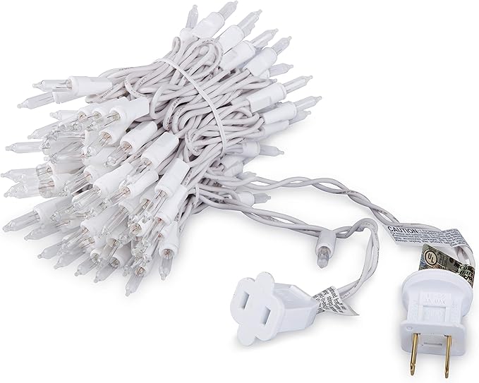 612 Vermont 100 Clear Christmas Lights on White Wire, UL Approved for Indoor/Outdoor Use, 18 Foot of Lighted Length, 20 Foot of Total Length