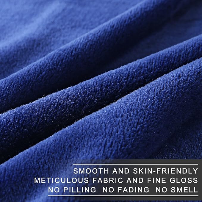 Fleece Blanket Queen Size 350GSM Lightweight Throw for The Bed Extra Soft Brush Fabric Super Warm Sofa Blanket 90" x 90"(Royal Blue Queen)