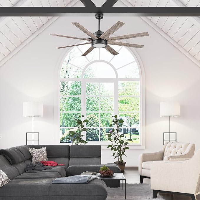 Honeywell Ceiling Fans Xerxes Modern 62 Inch Ceiling Fan with Light, Remote Control Fan, LED Indoor Fan with 8 Blades, Dark Elm and Rough Pine Blade Finish Options, Bronze (50609-01)