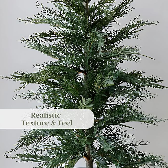 CG Hunter Holiday Collection, Set-of-1 Faux Cedar Trees, Premium Artificial Indoor Cedar Tree Stands 36" Tall in Creme Pot–Perfect Christmas Decoration