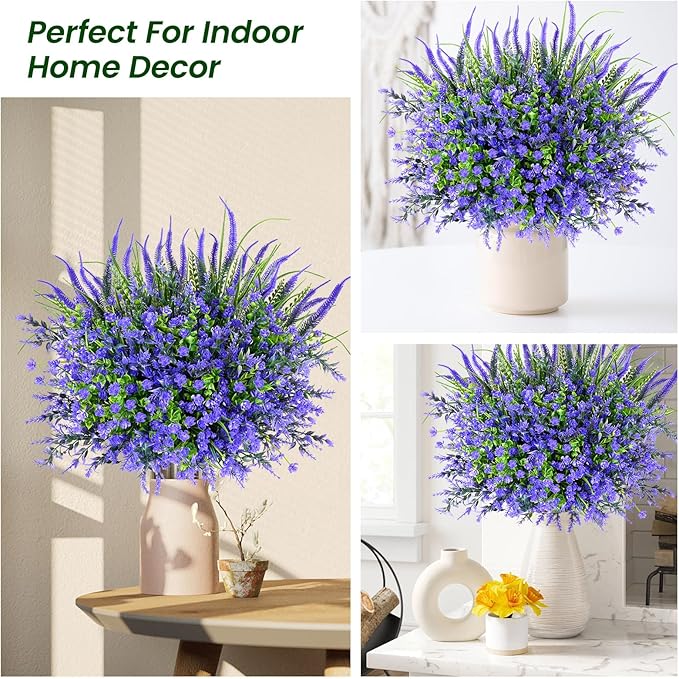 Artificial Plants Outdoor, 20PCS Artificial Flowers, UV Resistant Fake Flowers, Faux Flowers for Outdoor Planters for Front Porch Pot Decor