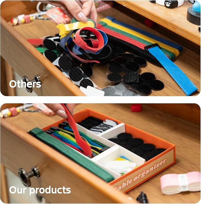 Velcro Cable Ties 135Pcs Cable Management Kit - Reusable Cord Ties, Self-Adhesive Cable Straps, Cord Labels & Cinch Straps | All-in-One Cord Organizer for Desk, Home Office, Electronics