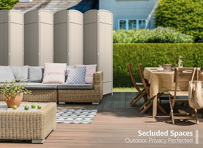 Sorbus 8 Panel Room Divider 6 ft. Tall - Privacy Screen, Extra Wide Double Hinged Panels, Mesh Hand-Woven Design, Partition Room Dividers and Folding Privacy Screens, Wall Divider for Room Separation