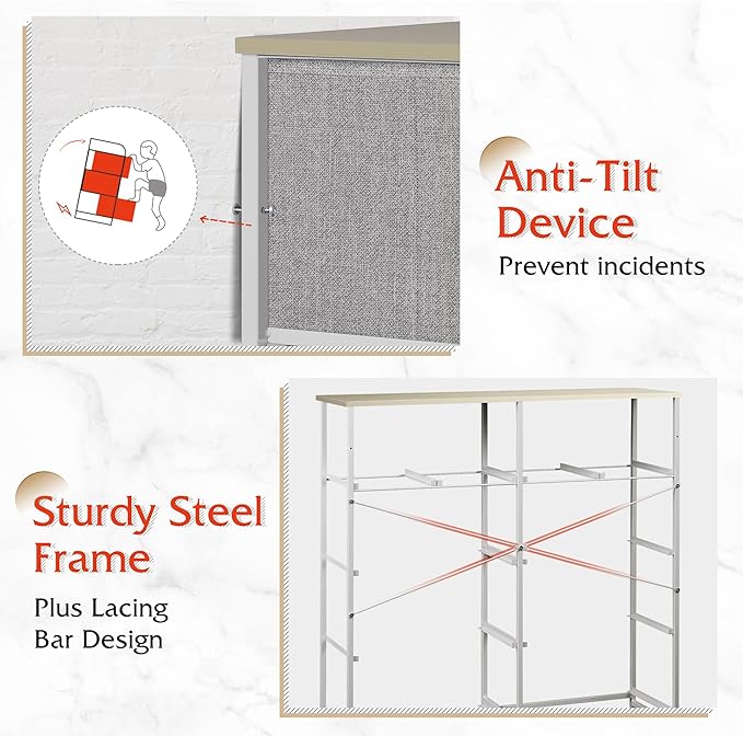 WLIVE Fabric Dresser for Bedroom, Dresser with 10 Drawers, Storage Tower with Fabric Bins, Double Dressers, Chest of Drawers for Closet, Living Room, Hallway, Light Grey