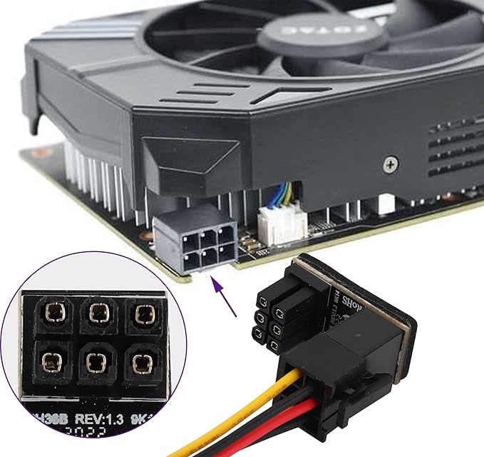 180 Degree 6Pin PCI Power Adapter 180 Degree Angled ATX 6Pin Female to 6pin Male Connector Power Adapter Board for Desktop Graphics Card(2Pack-UP/6Pin)