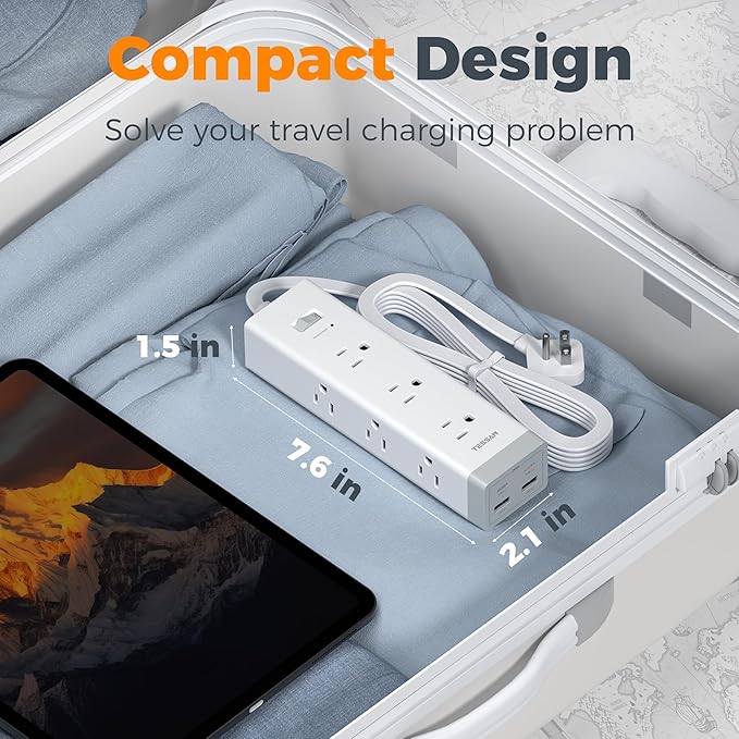 TESSAN Surge Protector Power Strip PD 20W, 10 FT Extension Cord with Multiple Outlets Flat Plug, 4 USB (2 USB C) and 9 AC Outlets, Multi Port Charging Station for Home Office Dorm Room Essentials