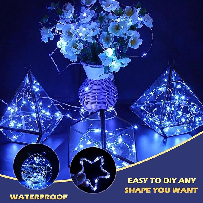 Ehome Fairy Lights, USB Operated Fairy Light Plug in 33ft 100 Led Waterproof String Lights Copper Wire Decorative String Light for Bedroom Indoor Christmas Wedding Party Patio Window (Blue)