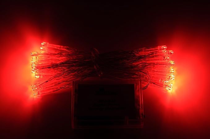 Karlling Battery Operated Fairy Lights, 13ft Durable Short Clear Wire LED Twinkle String Lights for Christmas, Valentine’s Day, Halloween,Weddings, Parties, and Indoor/Outdoor Decor(Red)