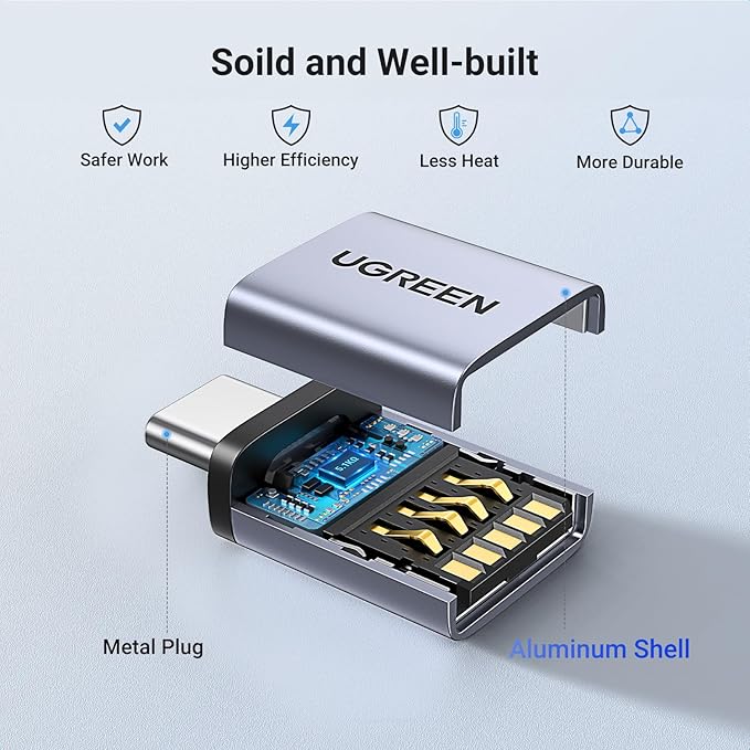 UGREEN USB to USB C Adapter 2 Pack,10Gbps USB C Female to USB Male Adapter Thunderbolt Compatible with iPhone 16 15, MacBook, iPad, Samsung Galaxy,Apple MagSafe Watch 9/8
