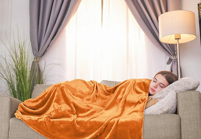Utopia Bedding Fleece Blanket Twin Size Burnt Orange 300GSM Luxury Anti-Static Fuzzy Soft Microfiber Bed Blanket (60x80 Inch)