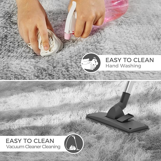 Ultra Soft Rug for Living Room, 3X5 Fluffy Shag Area Rug for Bedroom, Modern Shaggy Carpets Fuzzy Rug for Teens Dorm Nursery Home Decor Aesthetic, Upgrade Anti-Skid Durable, Tie-Dyed Light Grey