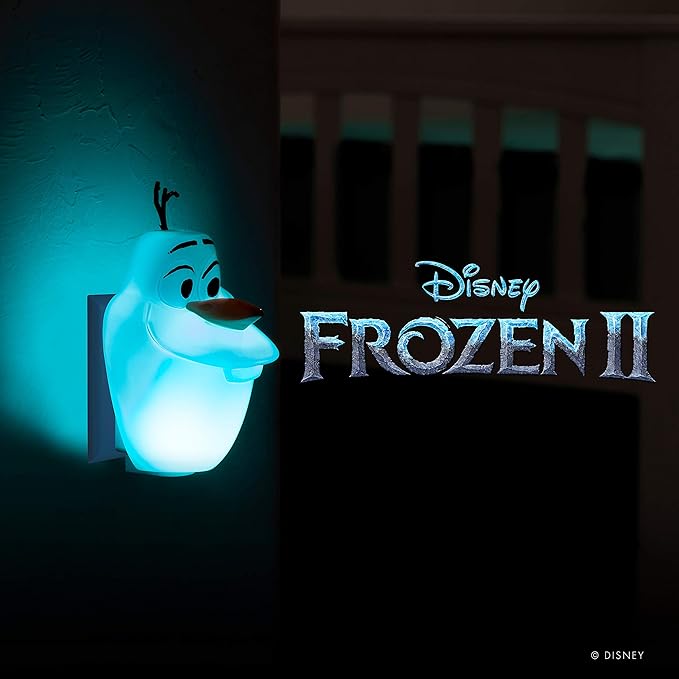 Disney Frozen Olaf Color-Changing LED Night Light, Plug-in, Dusk-to-Dawn Sensor, High/Low White, Collectors Edition, UL-Listed, Ideal for Bedroom, Nursery, Bathroom, 46693