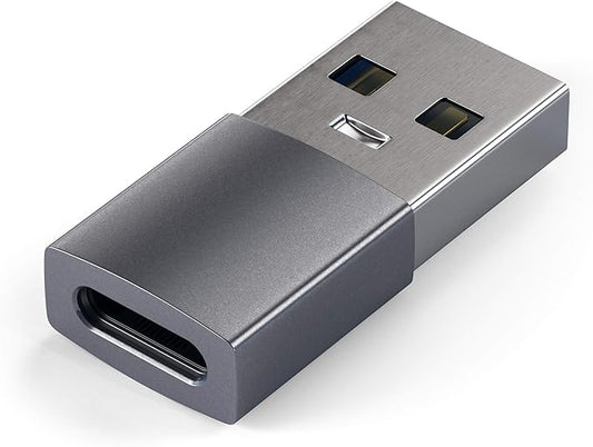 Satechi USB-A to USB-C Adapter, High-Speed USB to USB-C Adapter with Ultra-Fast Data Transfer and Power Delivery Charging, Designed for CarPlay and Modern Devices, Space Gray