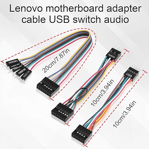 Motherboard Front Panel Adapter Kit: Power Switch/USB 2.0/Audio Connector for Business Desktop Mainboards (Qitian/Yangtian/ThinkCentre-Compatible) to Standard ATX Case