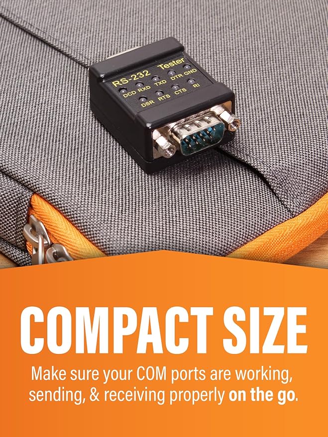 CABLEMAX RS-232 LED Link Signal Tester - DB-9 Male to DB-9 Female Connections for Serial Communication Monitoring