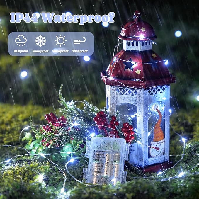 JMEXSUSS 2 Pack Fairy Lights Battery Operated, Total 400 LED 132ft Outdoor Fairy String Lights with Remote, 8 Modes Copper Wire Twinkle Lights for Bedroom Tree Wall Patio Outside Decor, White