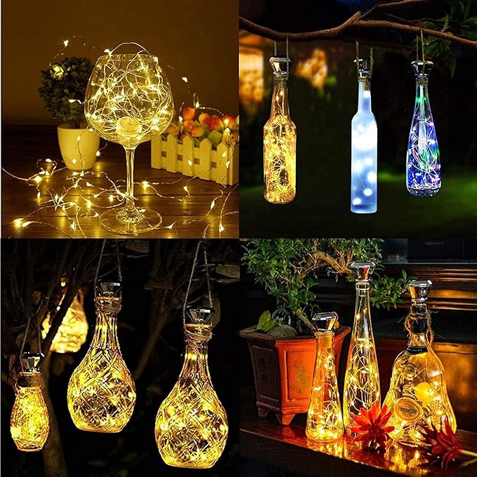 Upgraded 12 Pack Diamond Solar Wine Bottle Lights, 20 LEDs Waterproof Copper Light, Bottle Light Fairy Cork String Lights for Yard Patio Decor, DIY Birthday Gift for Mom Grandma Friend(MultiColor)