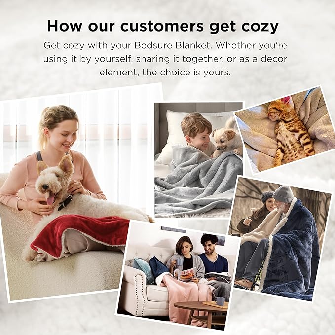 Bedsure GentleSoft Sherpa Fleece Blankets King Size for Bed - Thick and Warm Throw for Women and Men, Soft Fuzzy Plush King Blanket for Winter, Grey, 108x90 Inches