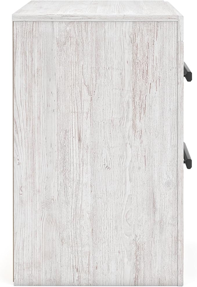 Signature Design by Ashley Cayboni Vintage 2 Drawer Nightstand with Safety Stop for Bedroom, 24.37" Tall, White