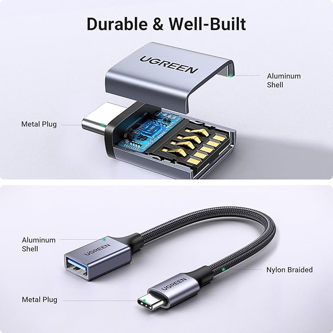 UGREEN USB C to USB A Adapter 2 Pack,USB C Male to USB Female Adapter Compatible with Samsung S23 Ultra MacBook Pro 2023 / Air 2022 iPad Pro/Mini,Thunderbolt 4/3 Device