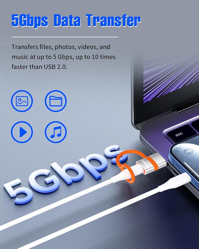 USB to USB C Adapter 2Pack,USB C Female to USB 3.0 Male Adapter,3A Fast Charging 5Gbps Data Transfer for M-acBook,Phone 15 16 17,Pad,A-pple Watch,A-irpods,M-agSafe,G-alaxy,Anti-lost Loop Silver