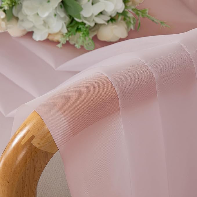 Chyhomenyc Blush Pink Sheer Curtains 30 inch Length 2 Panels, Light Filtering Voile Rod Pocket Short Window Curtians for Bathroom Living Room Farmhouse Small Windows, 42Wx30L inches