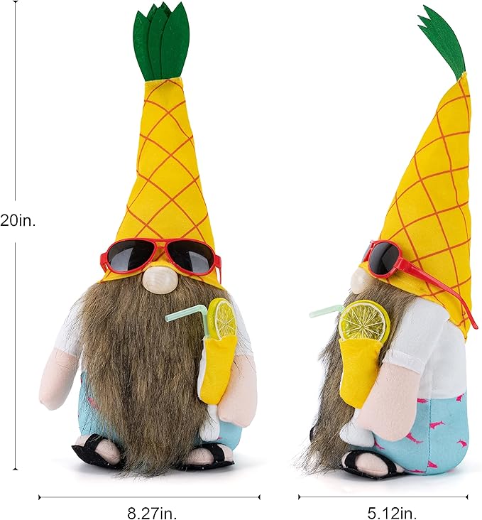 Pineapple Gnome Decor - Cute Farmhouse Style Stuffed Plush Shelf Figurine - Pineapple Decor - Rustic Gnomes Decorations for Home & Office - Pineapple Decorations for Home - Pineapple Gifts for Women