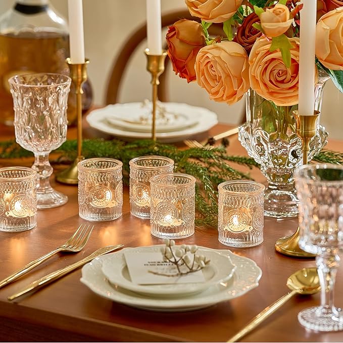 30 Pack Clear Glass Votive Candle Holders, Vintage Candle Holder Bulk, Tealight Candle Holders for Table Centerpieces, Home, Bridal Shower, Birthday, Christmas, Thanksgiving Party Table Decor