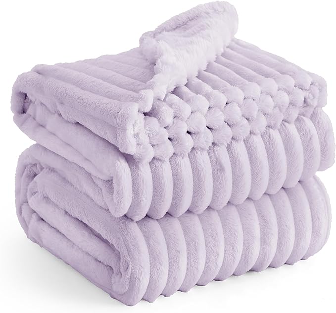 Bedsure GentleSoft Lavender Fog Fleece Blanket for Couch - Super Soft Cozy King Blankets for Women, Cute Small Blanket for Girls, 108x90 Inches