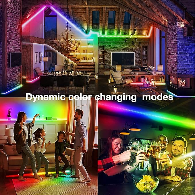DAYBETTER Smart IC LED Strip Lights, BGRIC LED Lights for Bedroom 32.8 FT, DIY Multiple Colors on One Line, App Control Color Changing Strip Lighting Music Sync Home Decor(1 Roll)