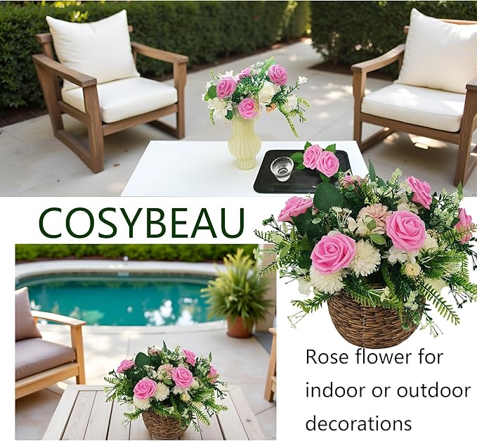 Artificial Flowers 25pcs Fake Roses, Rose Pink Foam Faux Flower for DIY Wedding Bouquets Bridal Shower Centerpieces Floral Arrangements Home Decorations Party Backdrops Table