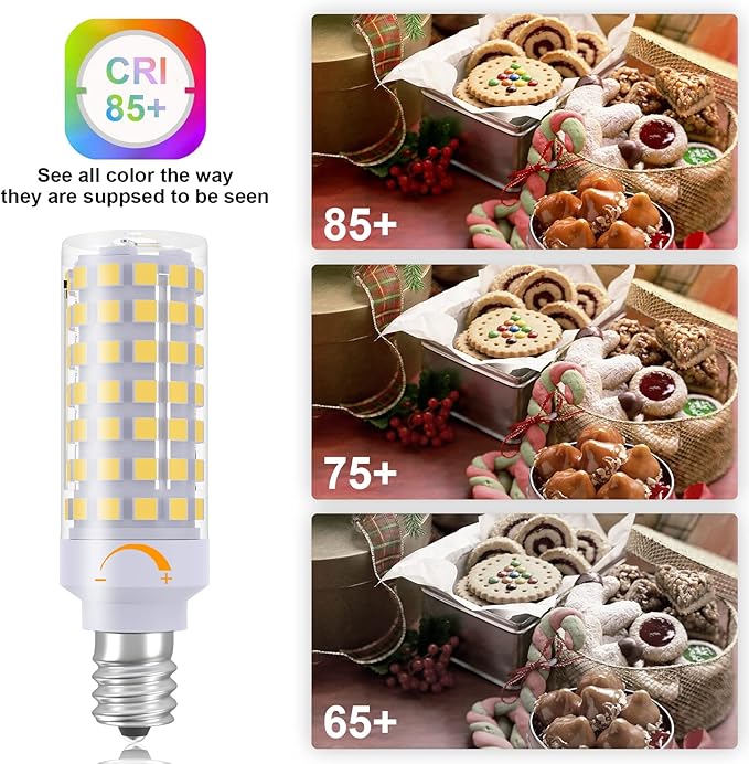 TAIYALOO Dimmable E12 LED Candelabra Bulbs C7, E12 60 Watt Halogen Bulb Equivalent, Natural White 4000K, 120V 630LM T6 7W E12 Chandelier Light Bulbs for Ceiling Fan Pendant Lighting, 3 Pack